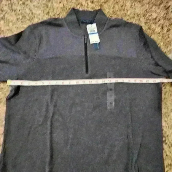 Men's Perry Ellis Quarter Zip Sweater Charcoal Heather $69 - Picture 6 of 9